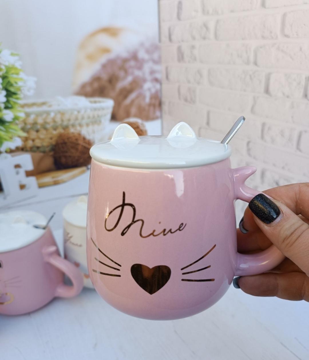 Кружка SNT Cat style з кришкою та ложкою кераміка 460 мл (20625-1) - фото 2 Кружка SNT Cat style з кришкою та ложкою кераміка 460 мл (20625-1) - фото 2