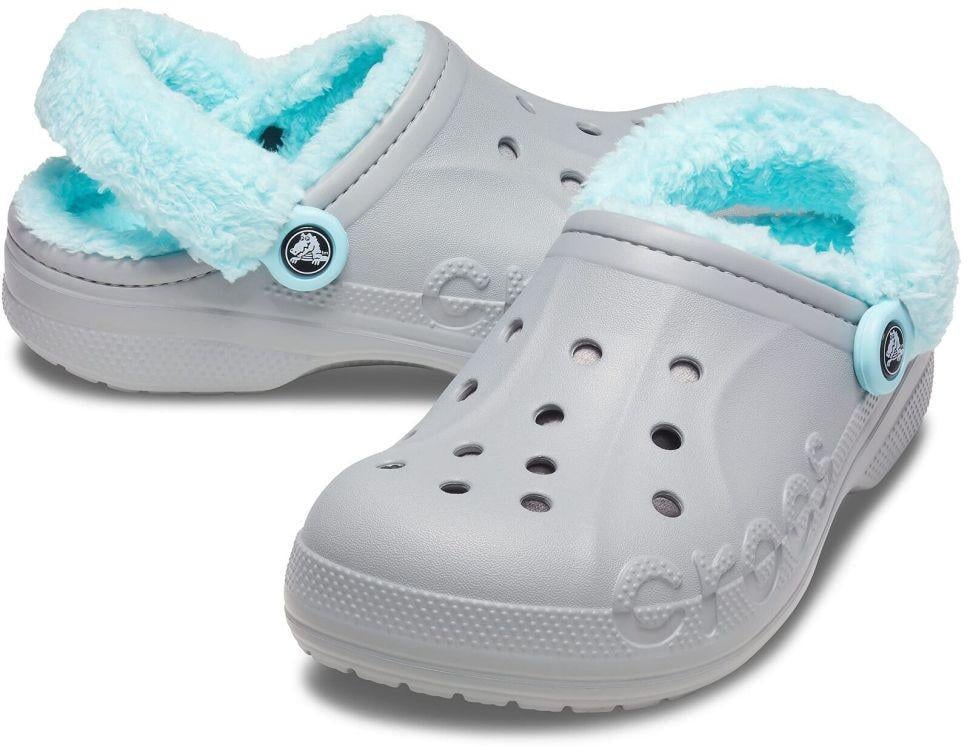 Сабо жіночі утеплені Crocs Baya Lined Fuzz Strap Ice р. 40-41 Сірий (19544)