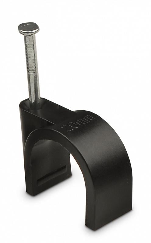 Скоба крепежная АСКО-УКРЕМ CHR-20 20 мм круглая с гвоздем нейлон 50 шт. Черный (A0150030045)