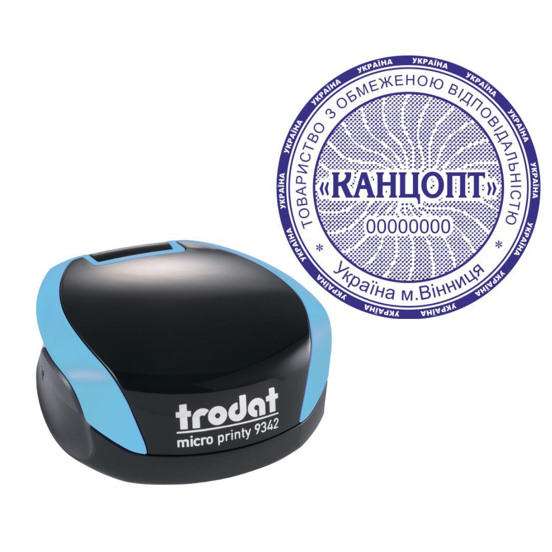 Печать ТОВ на карманном оснащении Trodat Micro Printy 9342 d 42 мм Бирюзовый (ООО24/9342/BZ)
