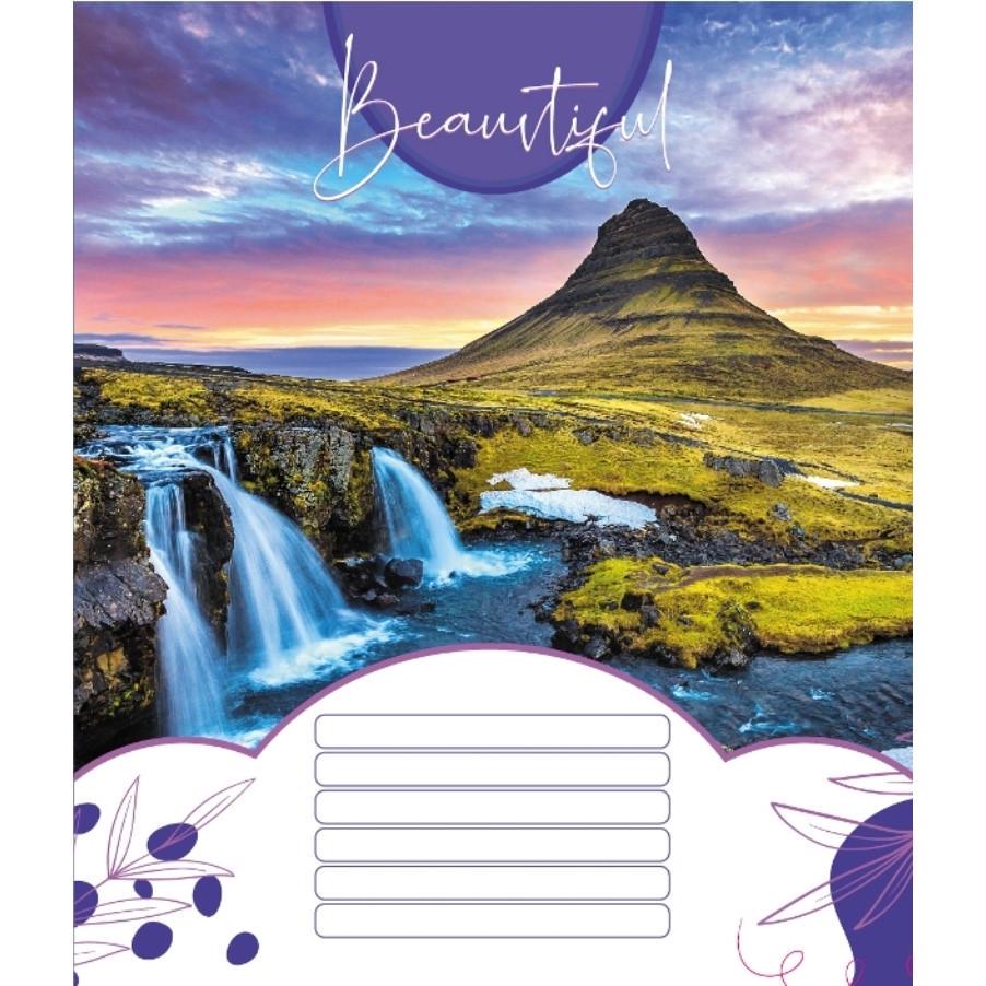 Шкільний зошит Красиві водоcпади 018-530100K-1 в клітинку 18 аркушів (RLT55197)