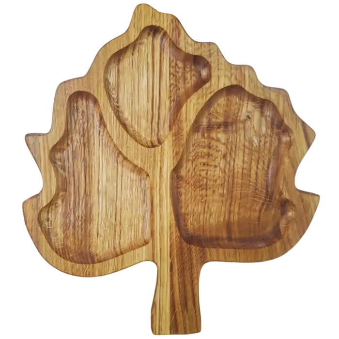Менажниця дубова Листок з секціями 32х26 см (36290)