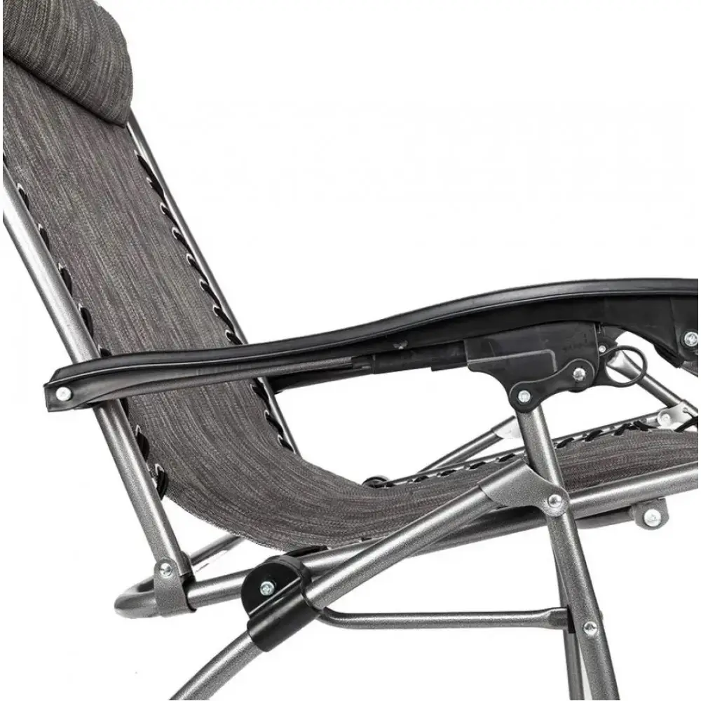 Шезлонг раскладной с козырьком подголовником и подлокотниками с регулируемым положением 160 см Серый - фото 4