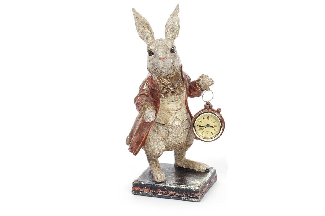Статуэтка BonaDi Белый кролик с часами 30 см (419-122)