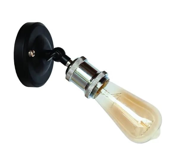 Бра в стиле лофт Vintage без плафона с поворотным шарниром и патроном Хром