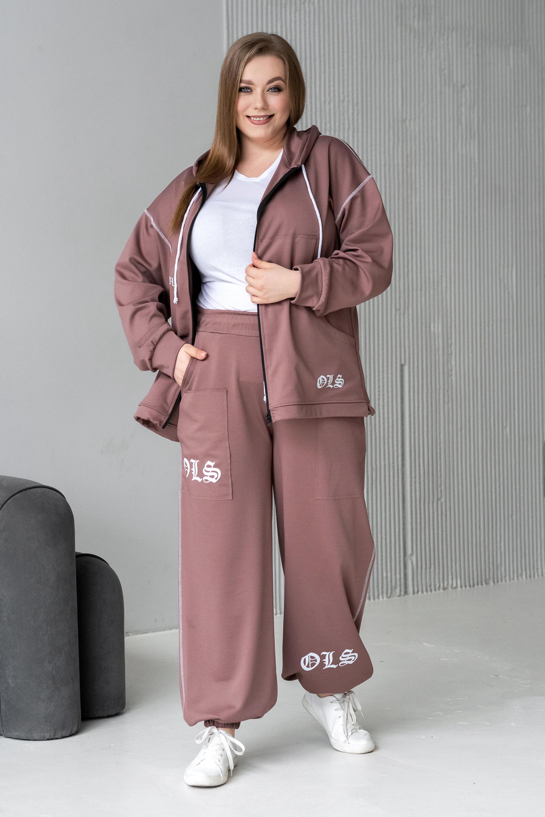 Спортивный костюм женский Милена р. 52 Коричневый (2288072925) - фото 3 Спортивный костюм женский Милена р. 52 Коричневый (2288072925) - фото 3