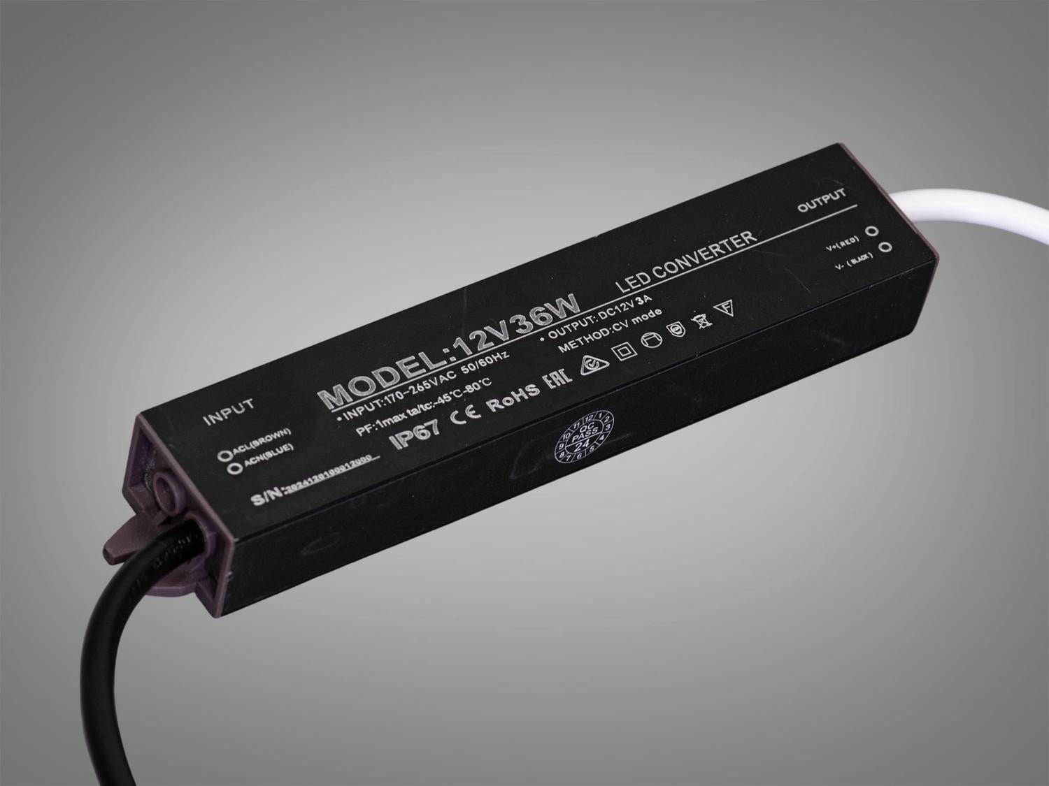 Блок живлення ультратонкий 12 В 36 Вт 3А герметичний (PPF-SY-C-12v-36w)