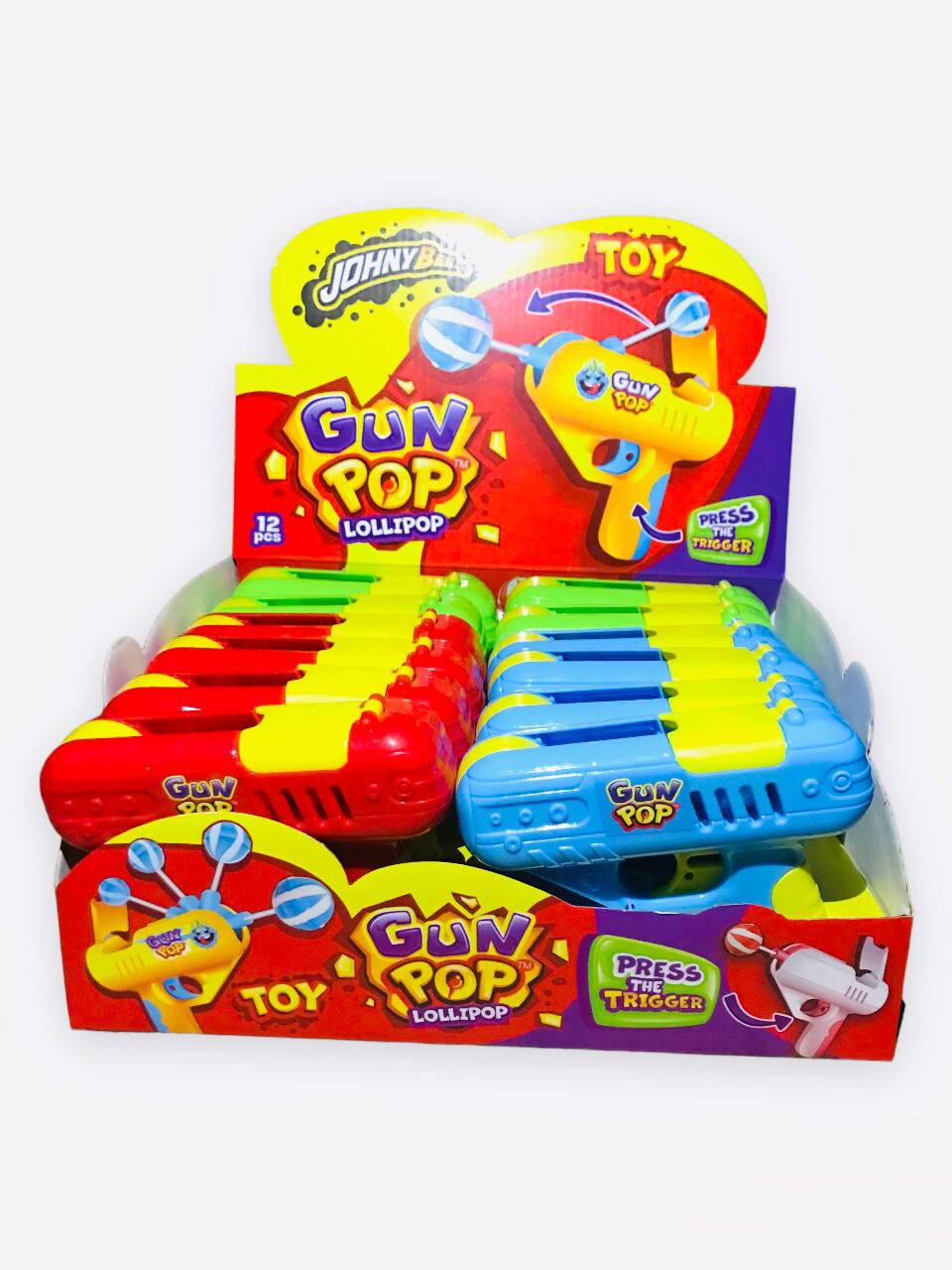 Леденцы фруктовые с игрушкой GunPoP Johny Bee Пистолет 12 шт. (00000005071)