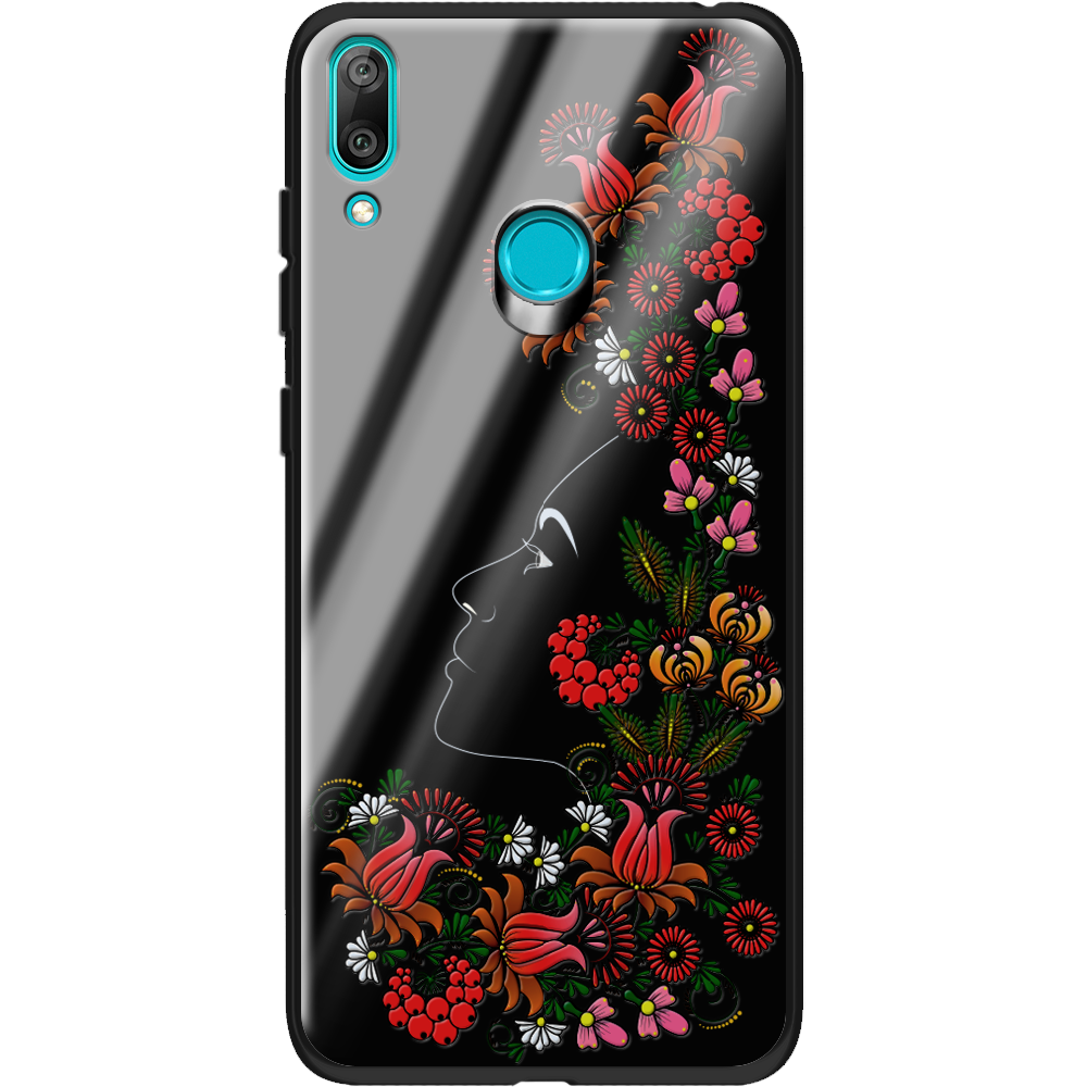Чехол Boxface Huawei Y7 2019 3D Ukrainian Muse Черный силикон со стеклом (36044-bk64-37730)