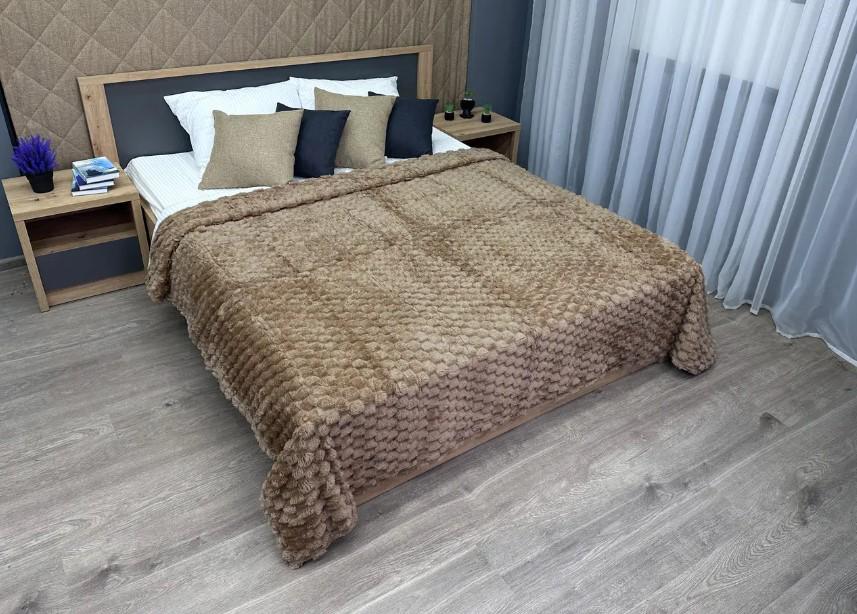 Покрывало плюш Соты 200х230 см Темно-бежевый (87-122)