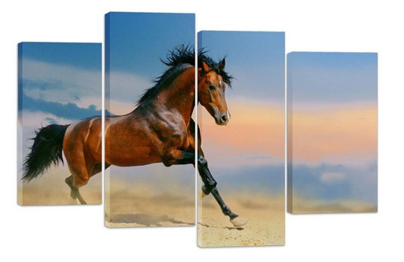 Модульная картина KIL Art Бег лошади на холсте из четырех частей 129x90 см (M4_L_477)