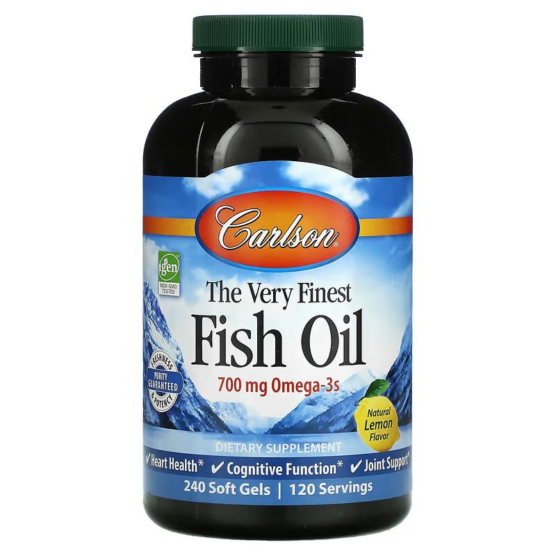 Омега-3 Carlson Labs The Very Finest Fish Oil 700 mg 240 Soft Gels 350 mg per Soft Gel Orange