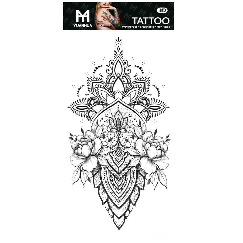 Тату тимчасове водостійке 3D велике Квіти з візерунком FF-120 17,5х8,5 см (4419577) Тату тимчасове водостійке 3D велике Квіти з візерунком FF-120 17,5х8,5 см (4419577)