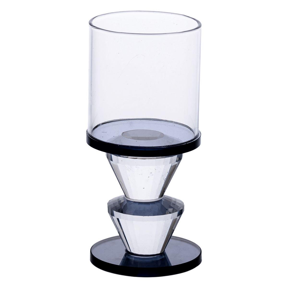 Подсвечник стеклянный Light House LG-30071 CL+BK высота 13 см Прозрачный с черным