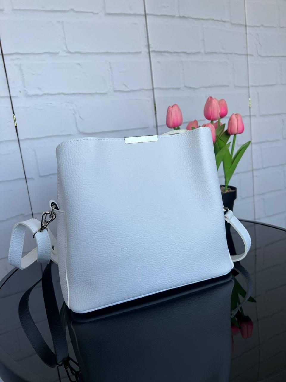 Сумка женская через плечо кросс-боди с двумя съемными ремнями из экокожи Белый - фото 9 Сумка женская через плечо кросс-боди с двумя съемными ремнями из экокожи Белый - фото 9
