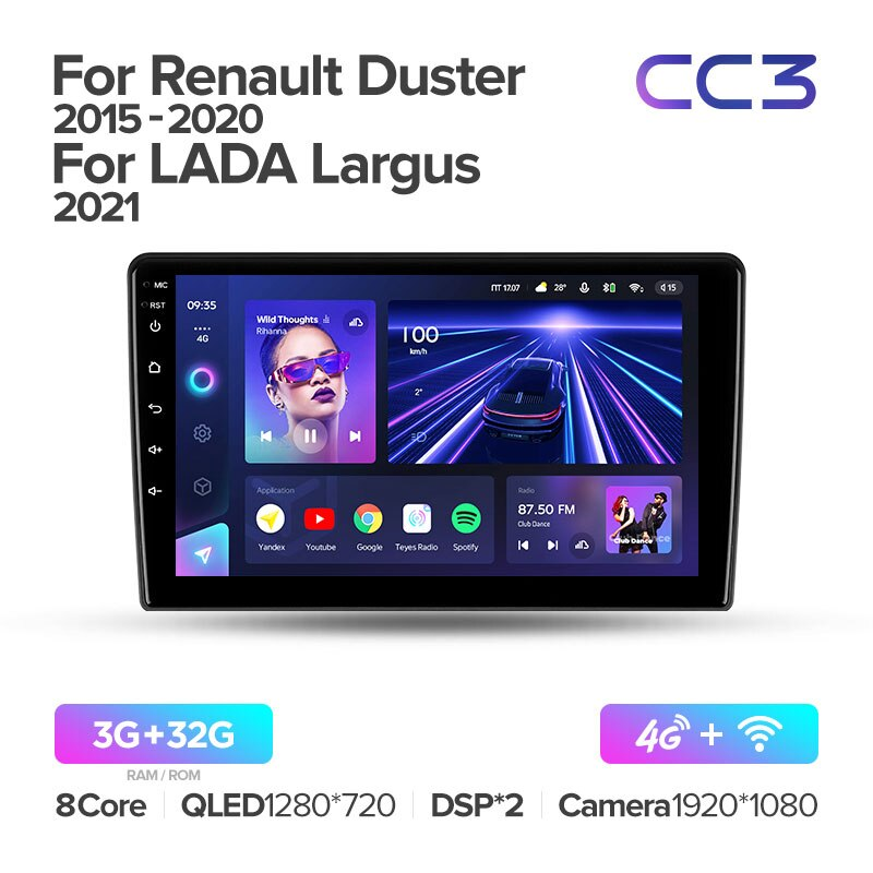 Автомагнитола штатная Teyes для Renault Duster 2020-2020 для LADA Lar Android CC3 3+32G Wi-Fi/4G (1488369597) - фото 2