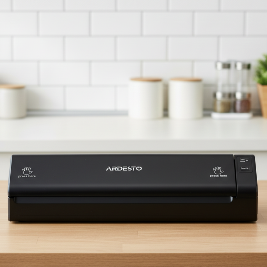 Вакууматор мережевий для сухих продуктів 110 Вт ARDESTO VS-X1B із шириною запаювання до 28 см 1 рулон пакетів Чорний (VS-X1B)