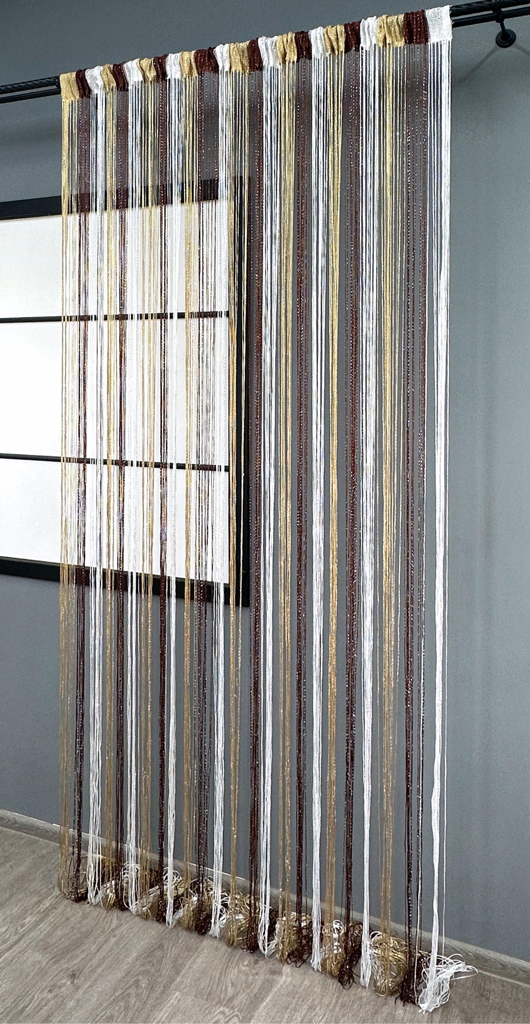Шторы-нити с люрексом 300х300 см Бежевый/Коричневый/Белый (61-109) - фото 3 Шторы-нити с люрексом 300х300 см Бежевый/Коричневый/Белый (61-109) - фото 3