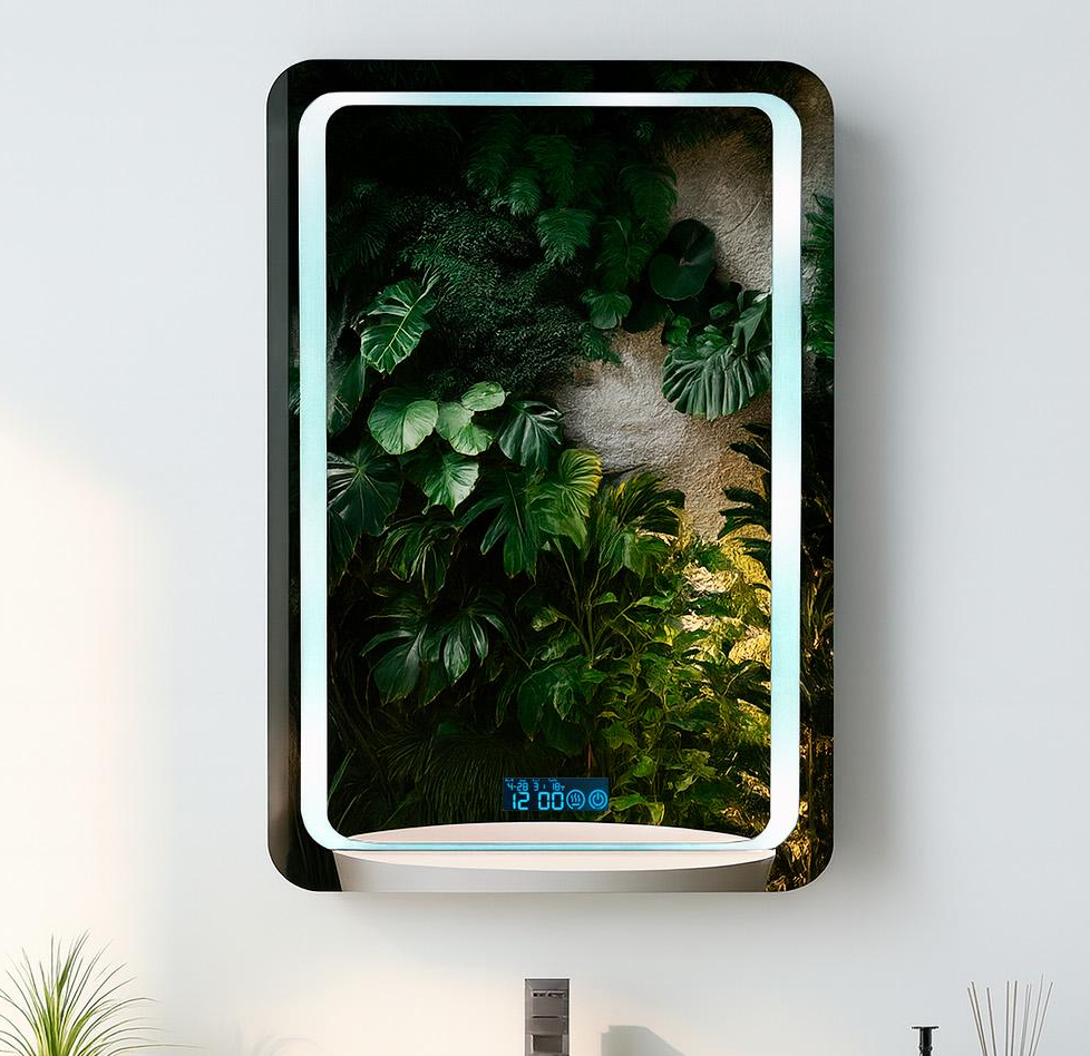 Дзеркало з LED підсвіткою BRS 80х60 см для ванної кімнати з підігрівом та інформаційним дисплеєм (547016991)