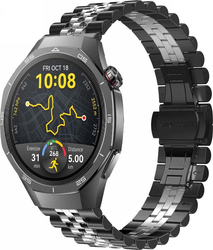 Браслет металлический Stech Line для Huawei Watch GT 5/GT 5 Pro 46 мм Black Silver (38654-03)