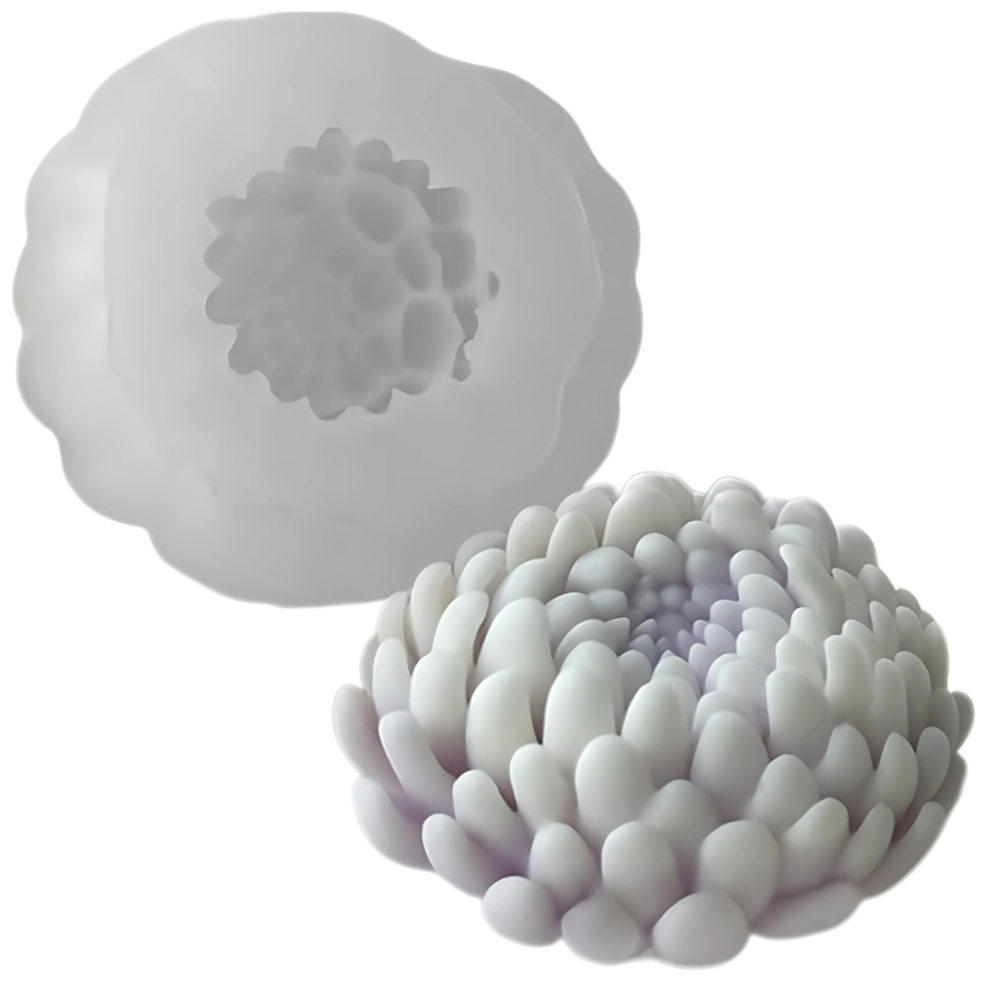 Форма силиконовая для изготовления свечи молд Хризантема для изделий из пчелиного соевого воска и парафина 90х87 мм