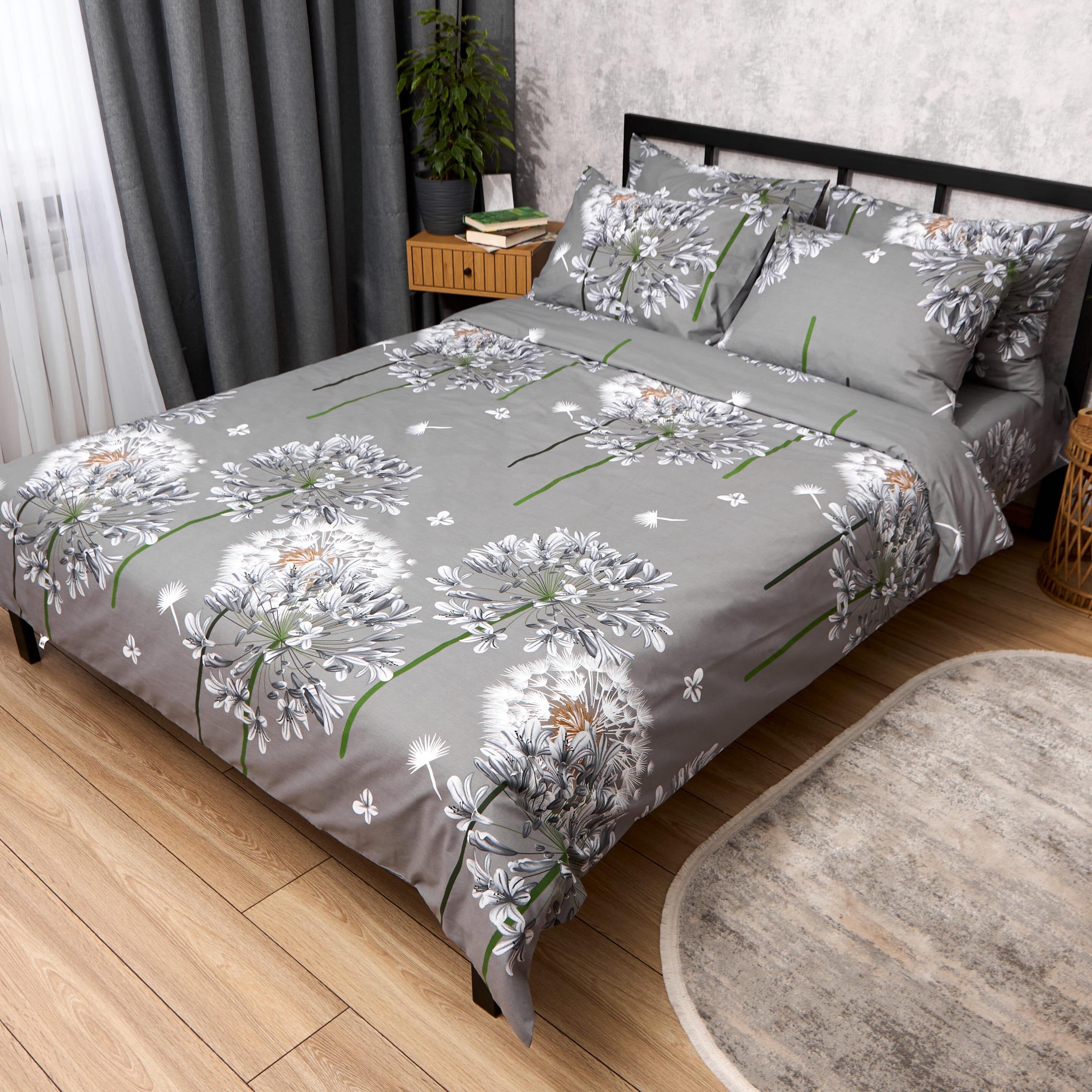 Комплект постельного белья Moon&Star Бязь Gold Люкс Silver Dandelion двуспальный 175х210 см наволочки 2 шт. (MS-820015127)