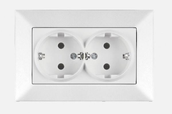 Розетка Viko Meridian двойная с заземлением Белый (90970056-WH)