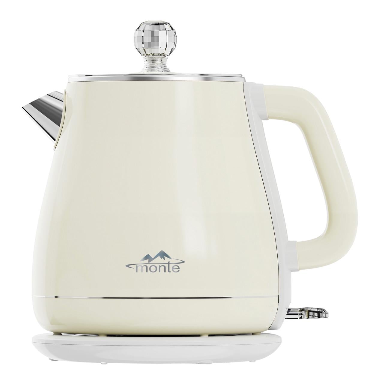 Электрочайник Monte MT-1833 с двойными стенками и скрытым нагревательным элементом 1,7 л 1800 Вт Beige