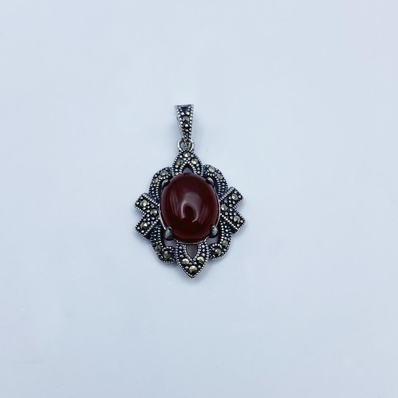 Серебряный кулон с сердоликом и марказитом 4 г (2234341969)