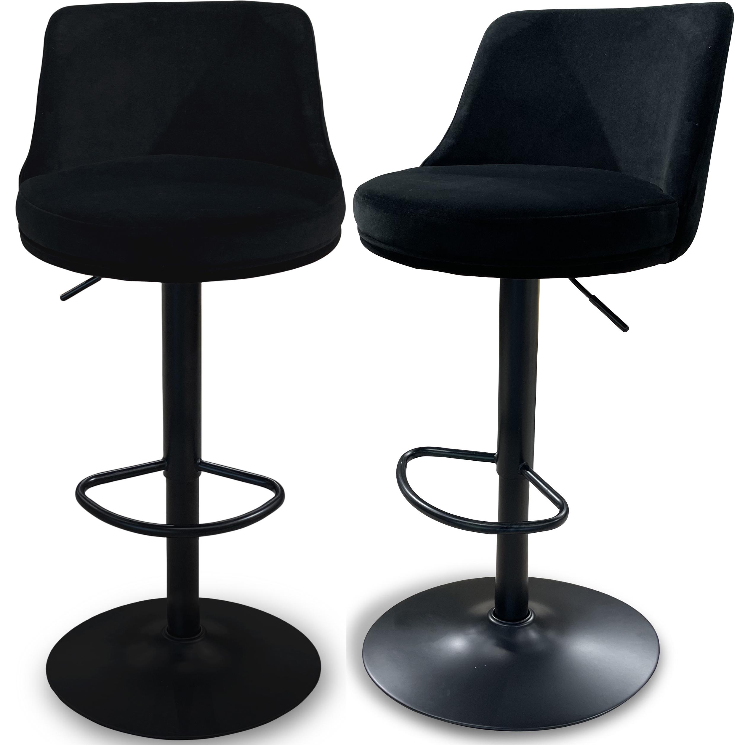 Комплект из 2-х барных стульев Naive поворотных 360° регулируемых по высоте Black moon velvet black base (16106)