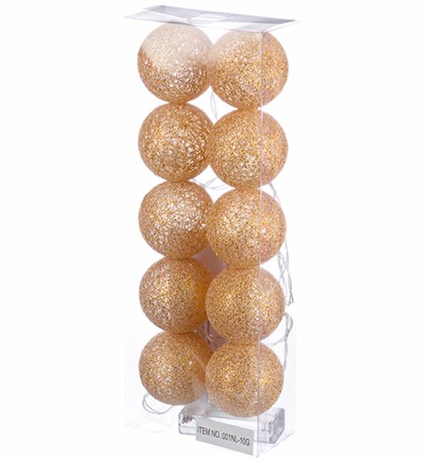 Тайские фонарики 10 шариков Золотой