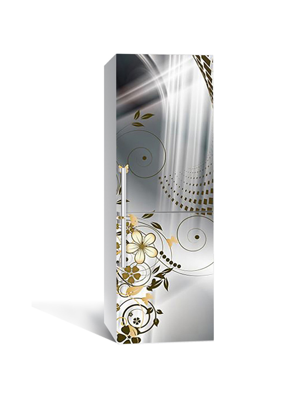 Наліпка 3D на холодильник Zatarga "Бронзові квіти" вінілова 650х2000 мм