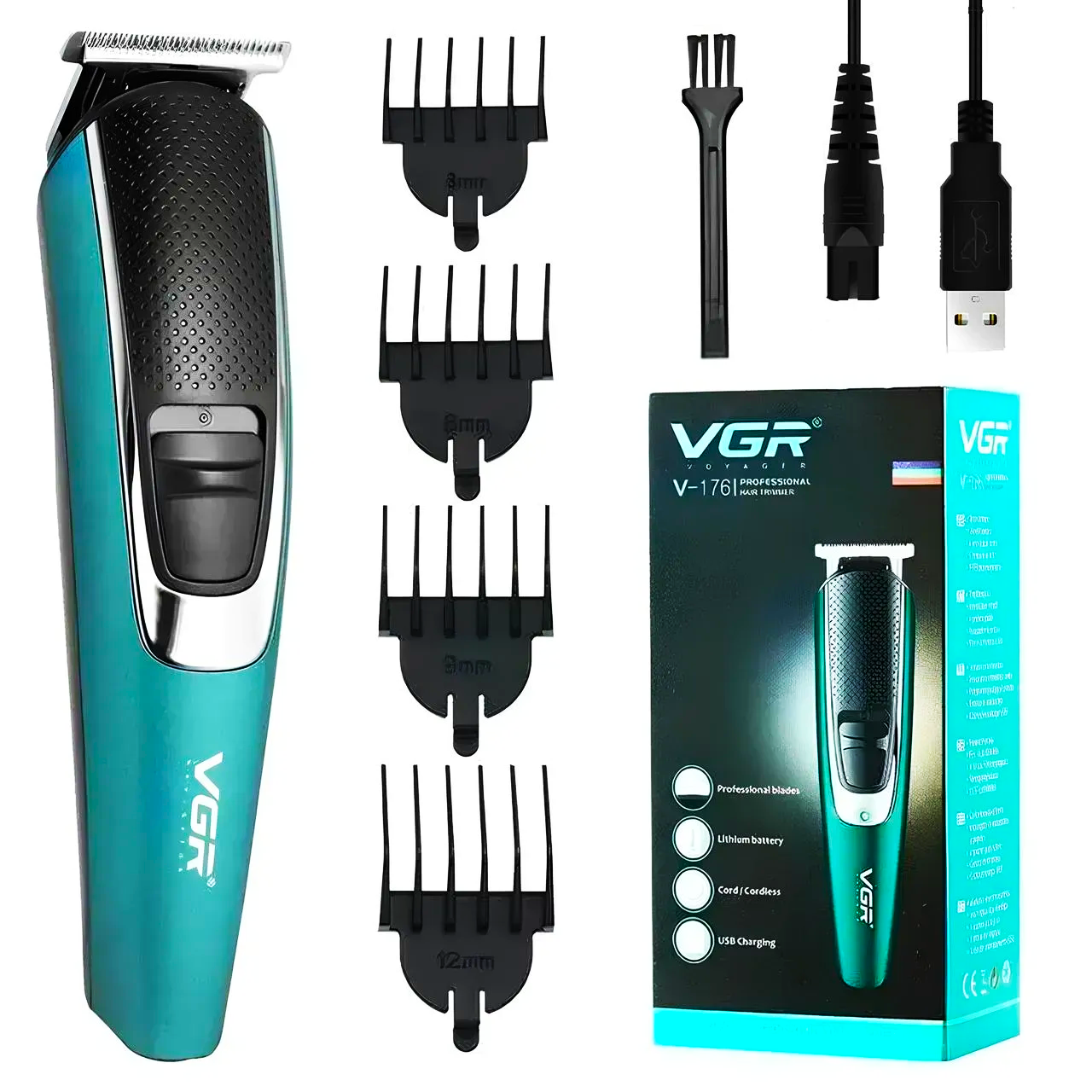 Машинка для стрижки USB VGR V-176 4 насадки (25604299)