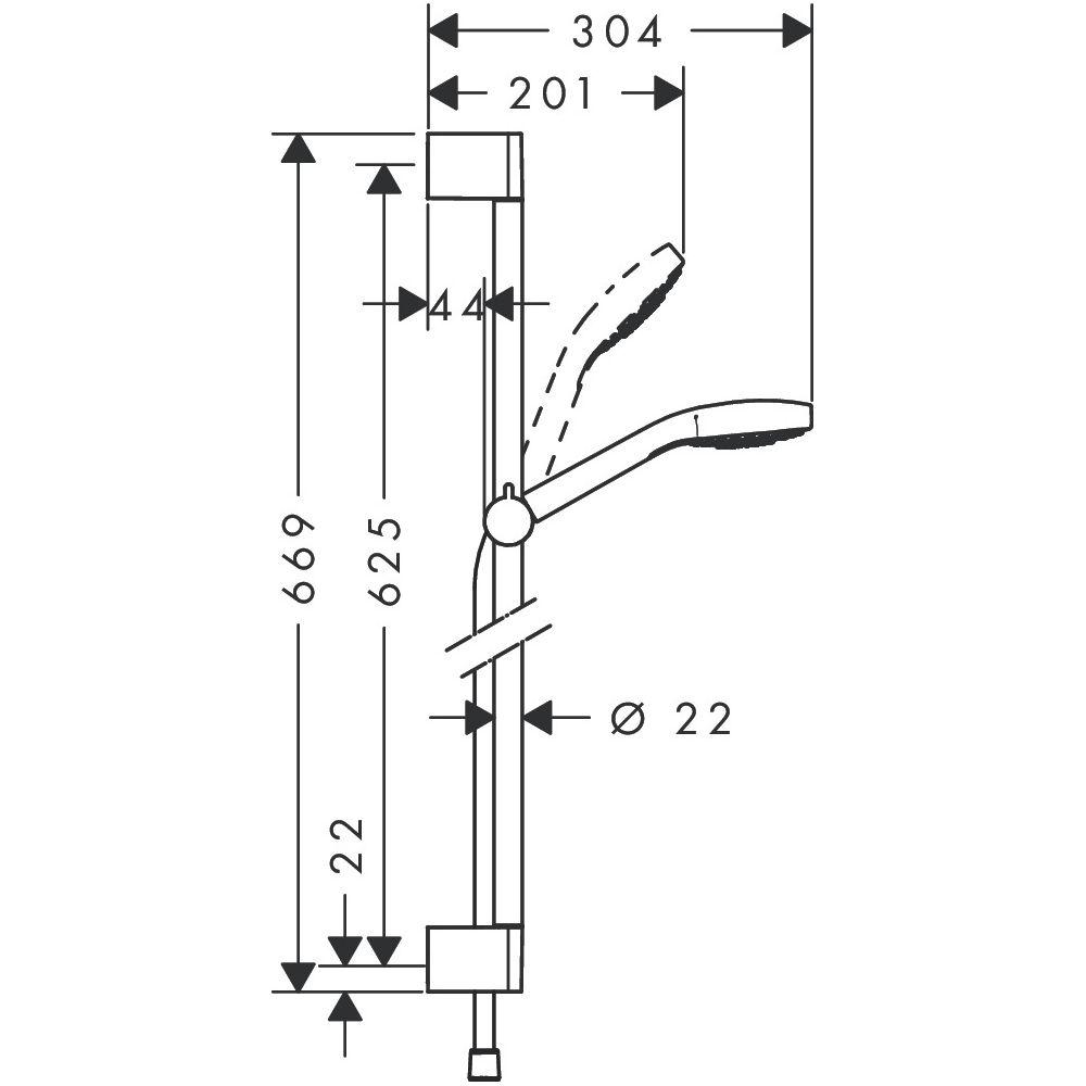 Душевой комплект Hansgrohe CROMA SELECT E 26584400 со штангой Хром (111841) - фото 2