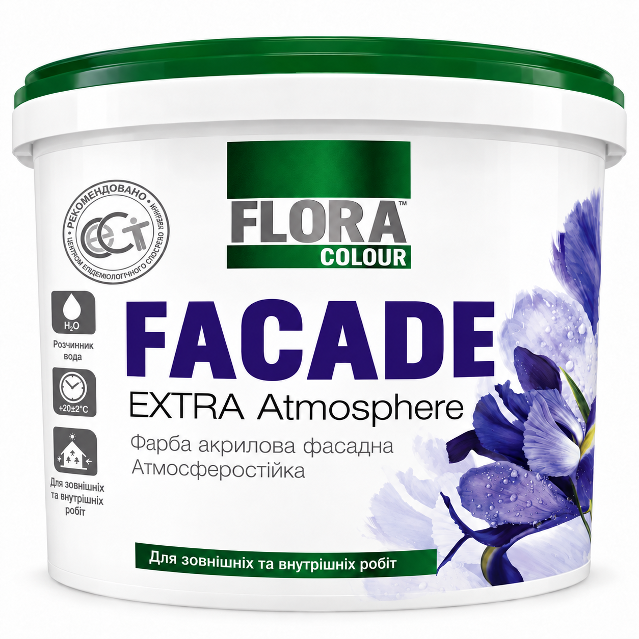 Краска фасадная акриловая FLORA Colour база С под тонировку 7 кг Прозрачный (3232739812)
