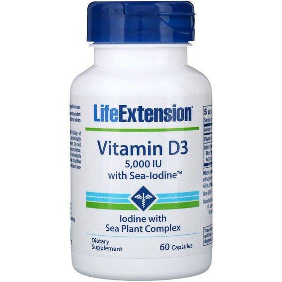 Вітамін D Life Extension Vitamin D3 with Sea-Iodine 5,000 IU 60 Caps