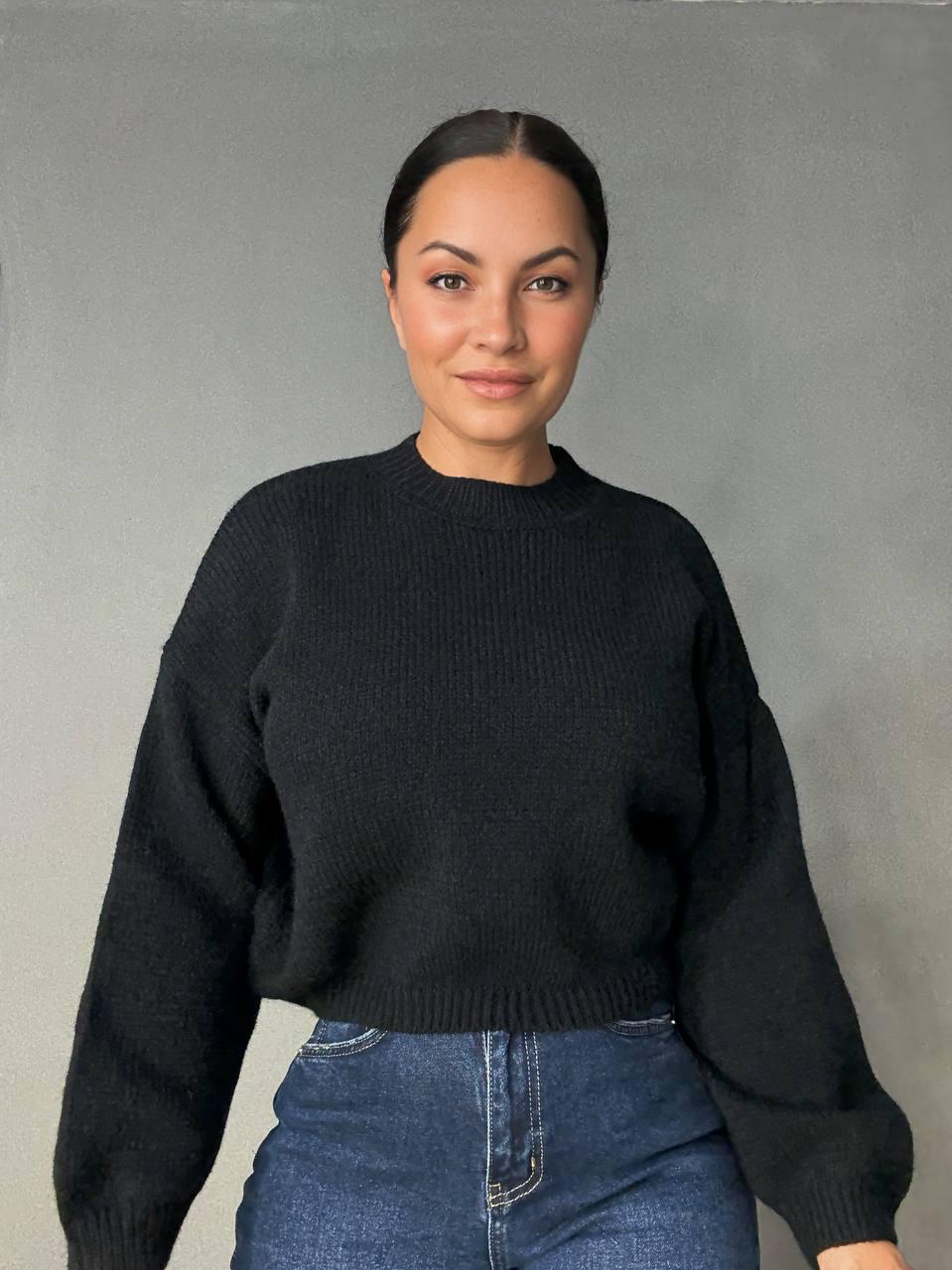 Свитер женский Fancy Matinee 539 оверсайз однотонный OS Черный (5304)