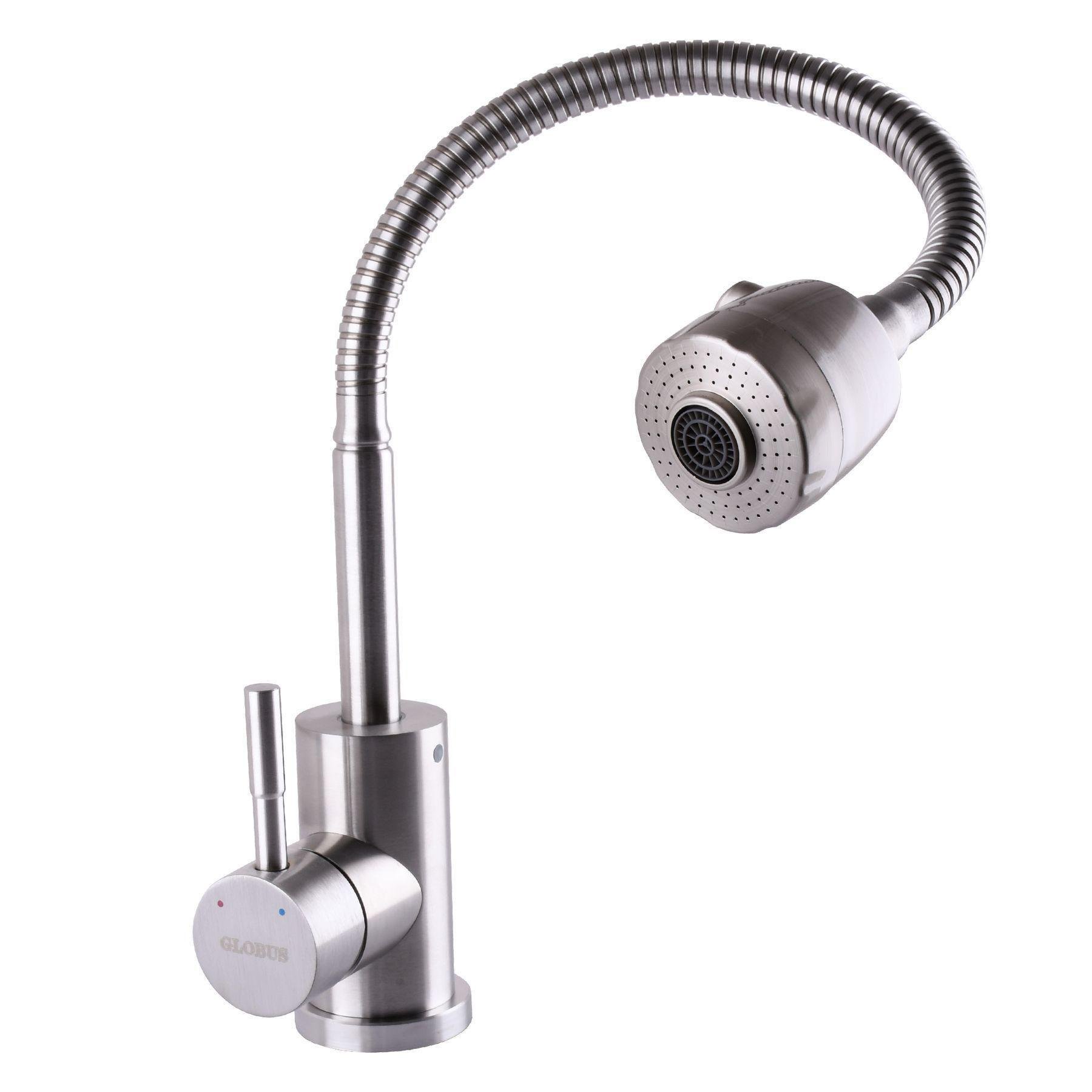 Кран на кухню Globus Lux нержавеющая сталь Сатин (000020403)