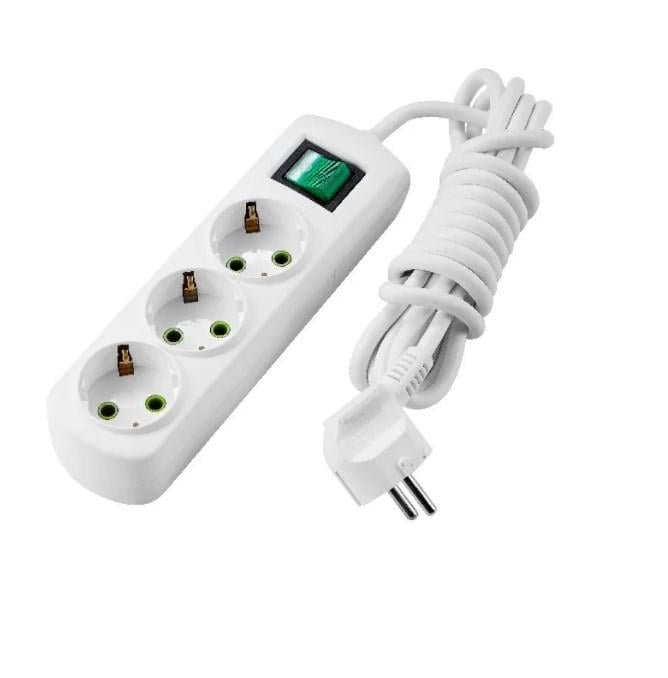 Подовжувач тримісний Lezard Letitia побутовий з/з з вимикачем 7 м (721-0307-302)