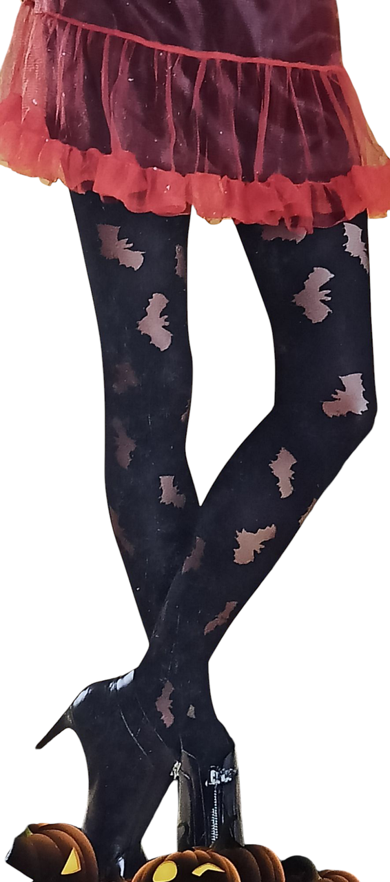 Колготки с летучими мышами на Хэллоуин 40den L р. 46-48 Черный (L0415)