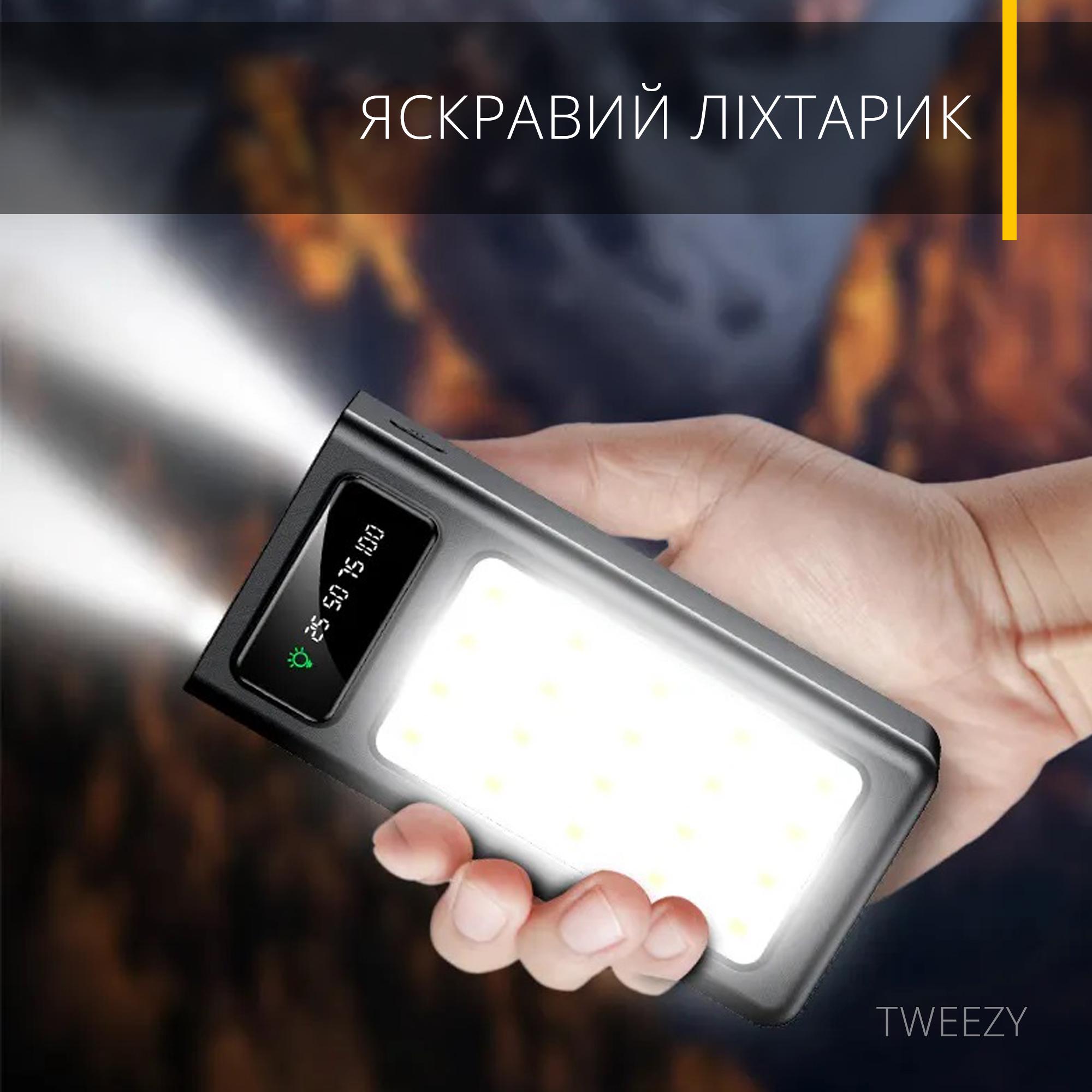 Внешний портативный аккумулятор 20000 mAh со встроенными переходниками на 5 выходов и фонарем Черный (00022) - фото 6