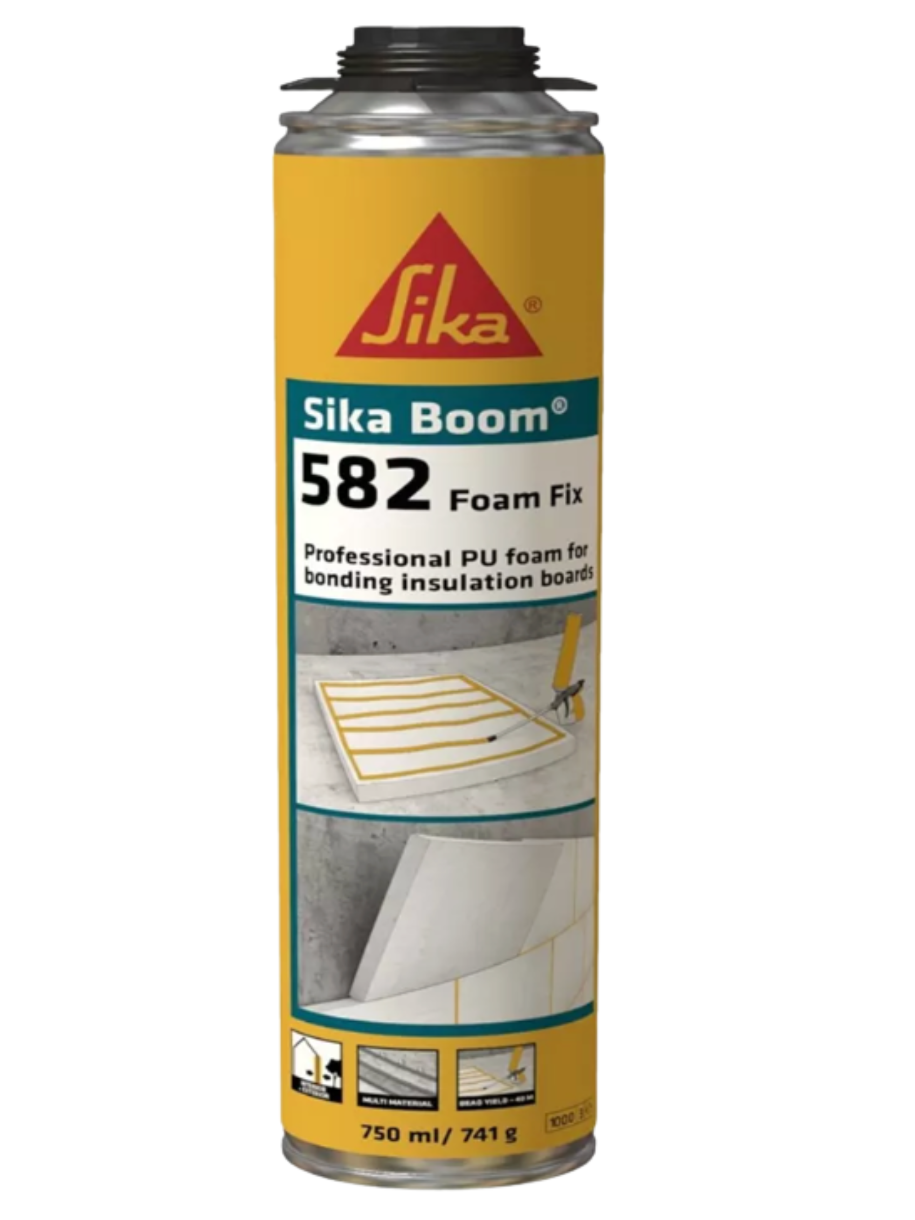 Клей-пена монтажная полиуретановая Sika Boom-582 Foam Fix для приклеивания плит/утеплителя 750 мл (715470)