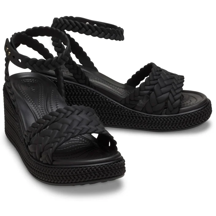 Сандали женские Crocs Brooklyn Woven Ankle Strap Wedge р. 37/38 Black (17523)