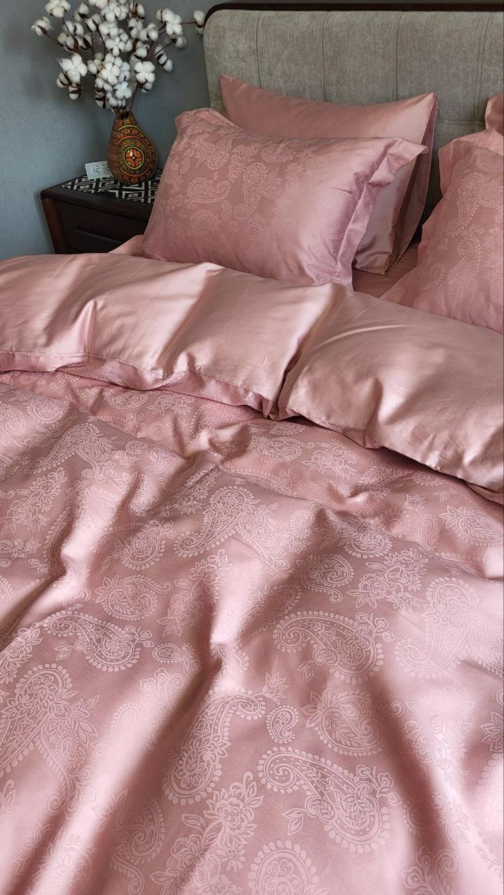 Комплект постельного белья Мир сатин жаккард Premium полуторный/наволочки 50х70/70х70 см Paisley Powder (6144) - фото 4