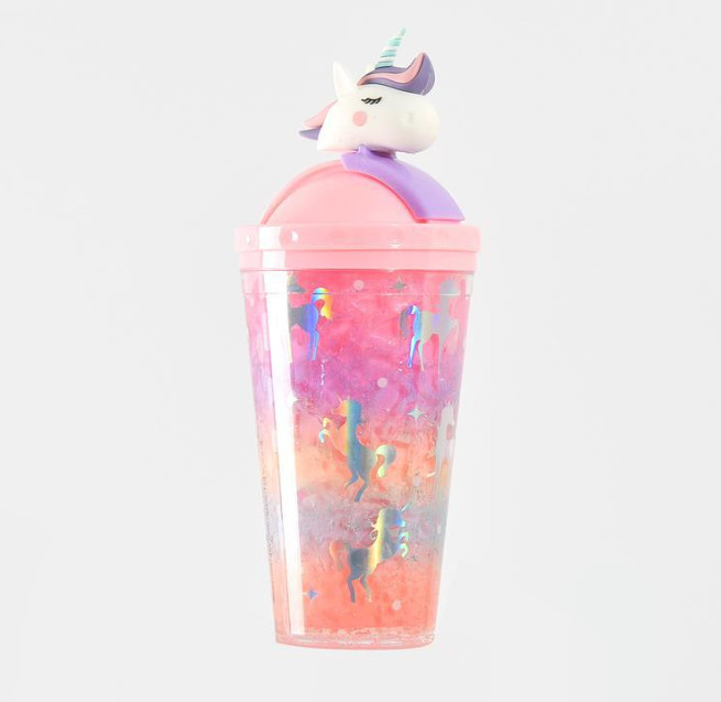 Стакан с трубочкой Единорог 7387 450 мл Оранжевый (4399015) - фото 2