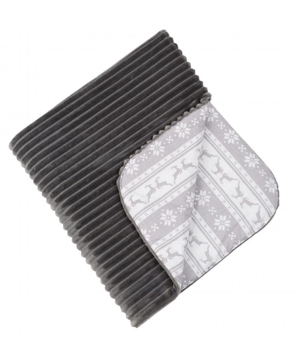 Детский двусторонний плед Twins Trip плюшевый в коляску 104x80 см Графит