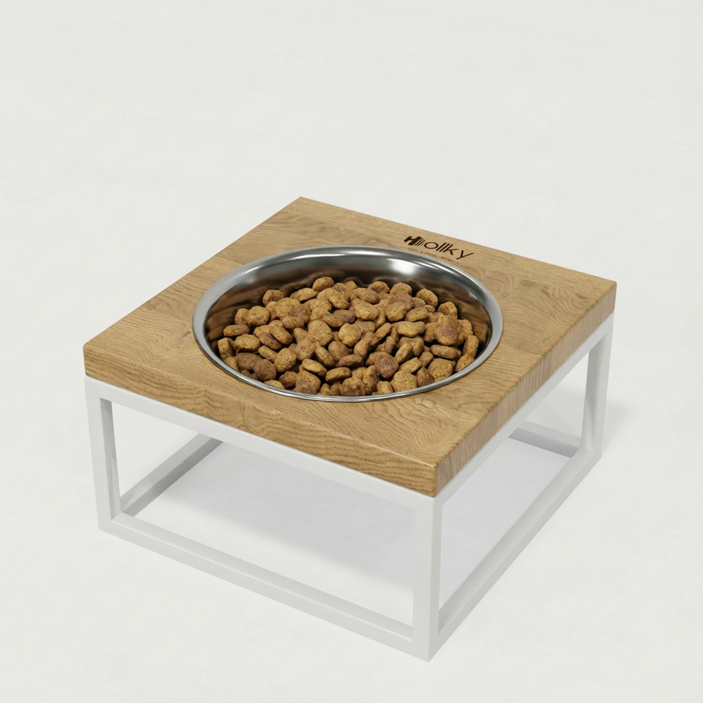 Миска на подставке для кошек и средних собак Hollky Base Solo M 0,8 л (M-212110-WHNT)
