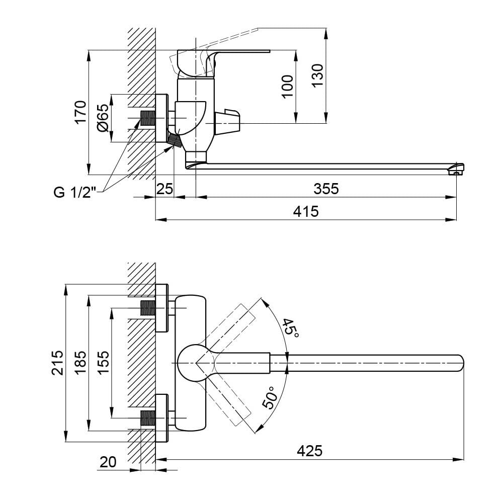 Змішувач для ванни Qtap Ustek 3216107GCW (QTUS3216107GCW) - фото 2