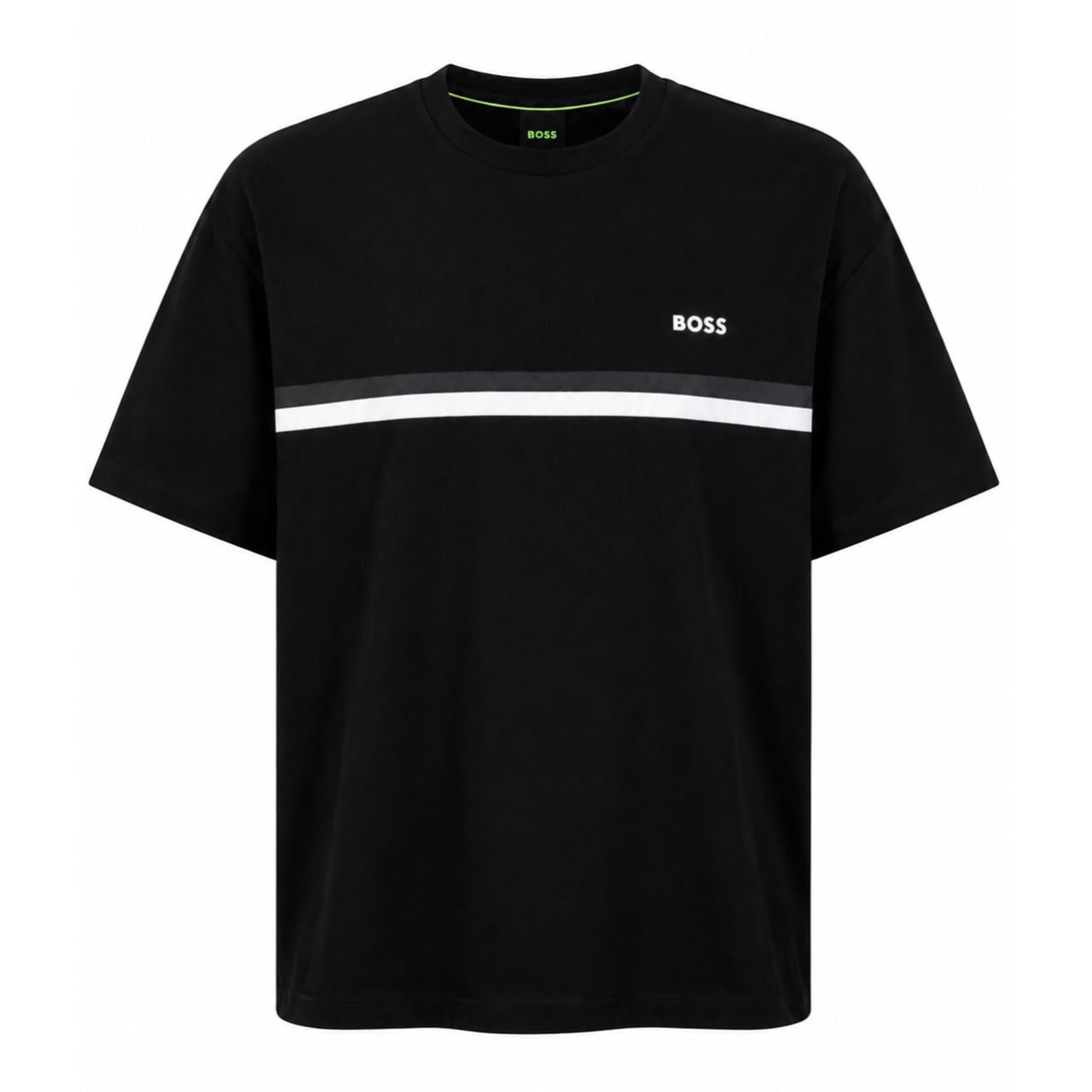 Футболка мужская BOSS Oversize со светоотражающей полосой и логотипом Premium Casual Черный Футболка мужская BOSS Oversize со светоотражающей полосой и логотипом Premium Casual Черный