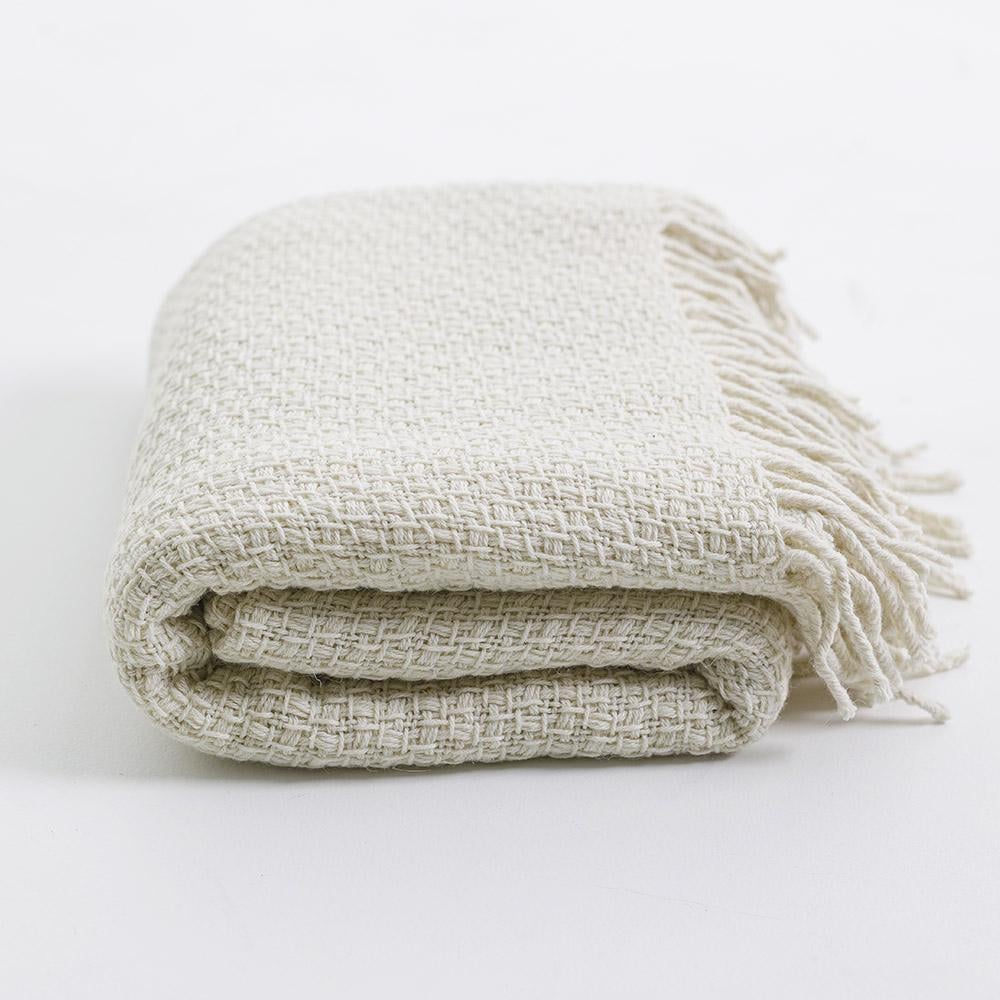 Полушерстяной плед-покрывало 140х200 см Айвори
